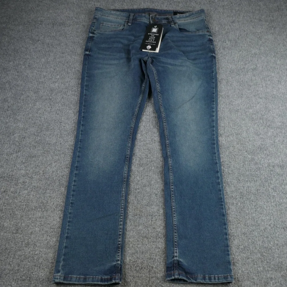 The Perfect Jean NYC Slim Fit Mens 36x32 Admiral MD Blue Stretch Denim Casual